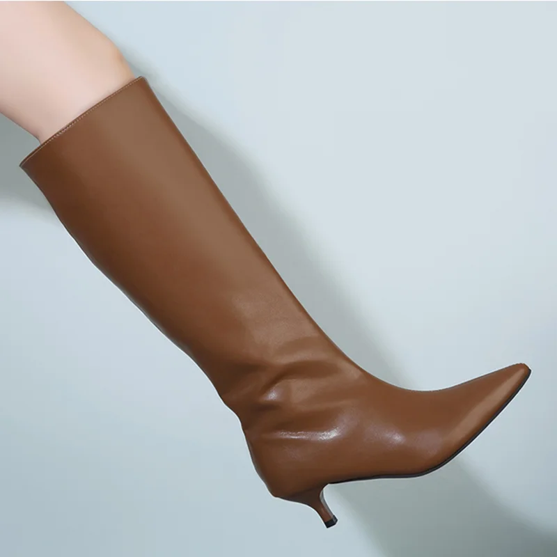 

Elegant Women's High Boots Pointed Toe Fashion Heels Shoes 2025 Knee High Winter Boots New Sexy Pumps Dress Gothic Ladies Boots