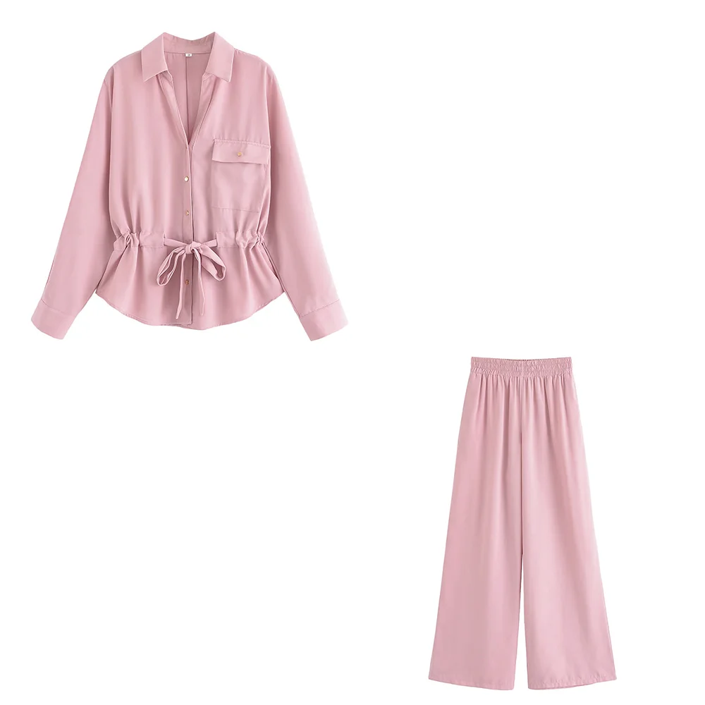 

2025 New Women's Casual Elegant European and American Fashion Hunting style Long sleeved Shirt&Pants Set