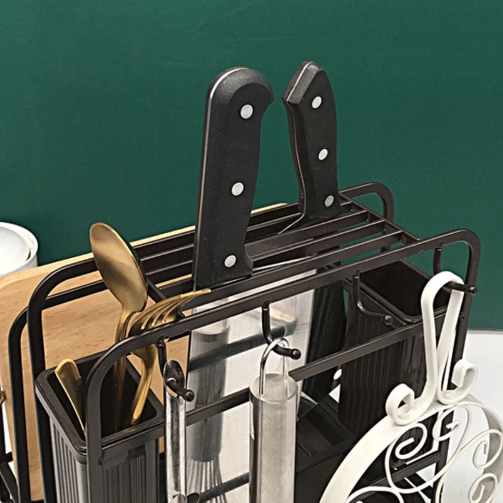 Counter Organizer Kitchen Storage Rack Carbon Steel Construction Desktop Installation Easy Setup Kitchen Storage