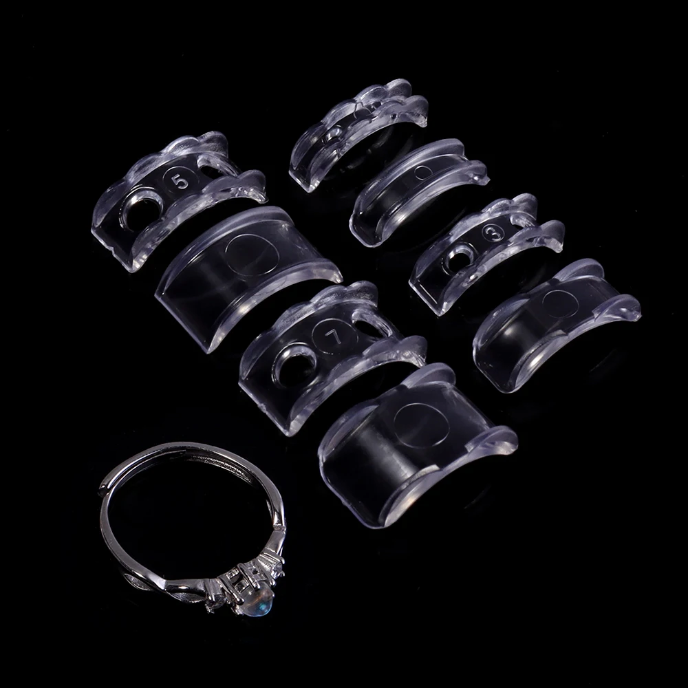 8pcs/set Plastic Transparent Ring Tools Invisible Clear Flat Coil Ring Size Adjuster Tighten Reducer For Jewelry Resizing Tool