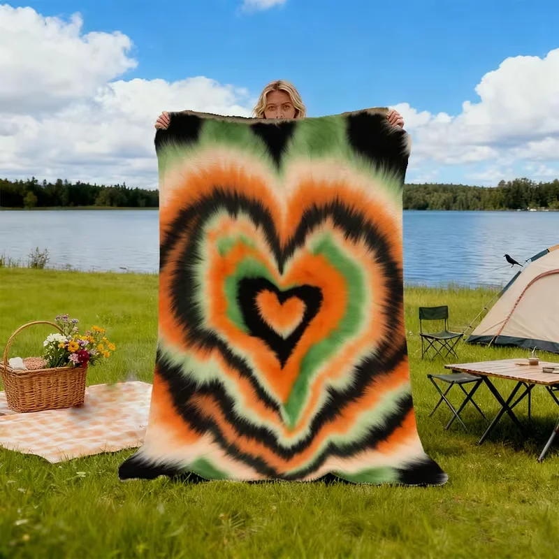 Heart Shaped Tie Dye Beach Towel Geometric Spiral Print Quick Dry Soft Absorbent Sand Free Towel for Summer Pool Gym Travel