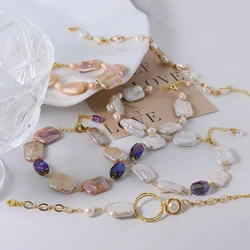 GLSEEVO Original Design Natural Colorful Baroque Pearls Adjustable Bracelets For Wedding Women Girls Lovers Fine Jewelry GB0206