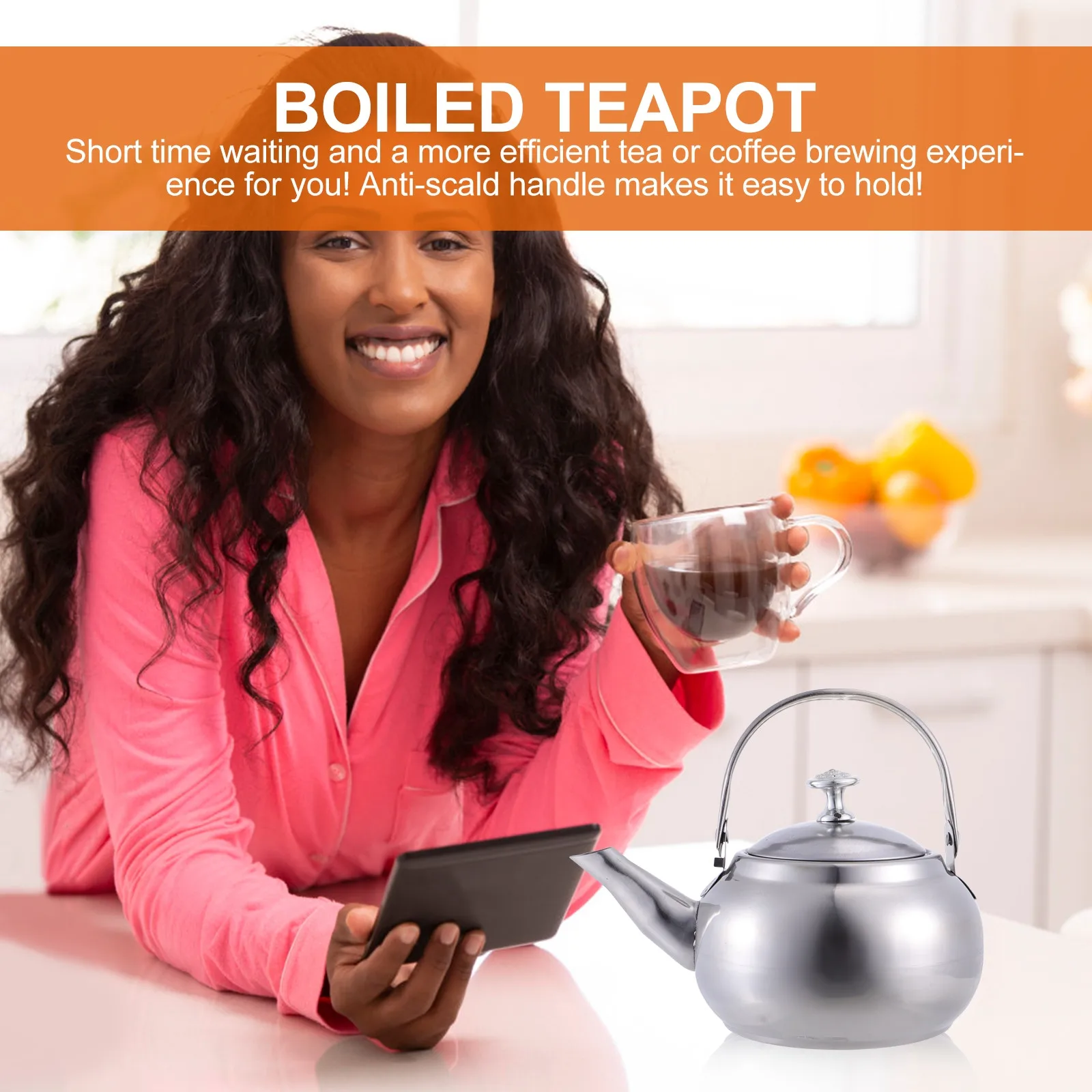 Stainless Steel Tea Kettle Heavy Duty Boil Water Kettle Home Teakettle Efficient Thermal Conductivity Quick Boil Safe Sanitary