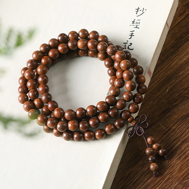 Minimalist Fashion 108-Bead Wooden Prayer Bead Bracelet Simple and Elegant Style Good Luck Gift Prosperity Accessory