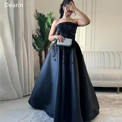 Saudi Arabia Dearin Spaghetti Strap Ball Floor Length Skirts Draped Sequin Sleeveless Applique Bespoke Occasion Dresses Prom Dre