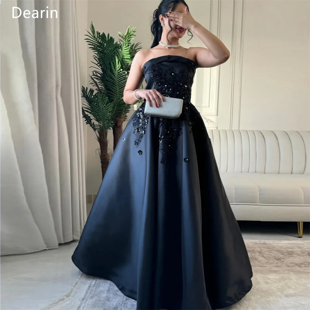 Customized Saudi Arabia Dearin Spaghetti Strap Ball Floor Length Skirts Draped Sequin Sleeveless Applique Bespoke Occasion Dress