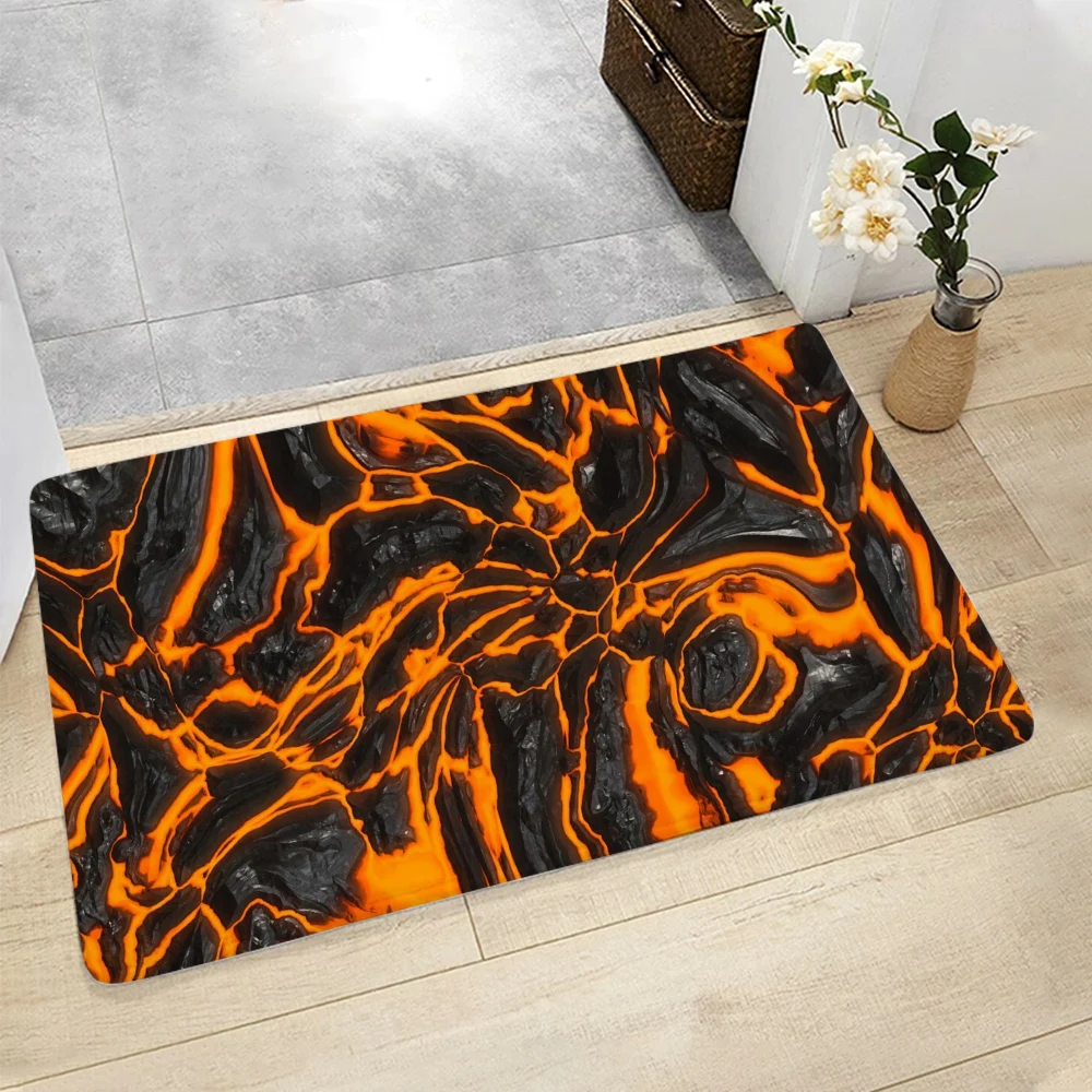 

CLOOCL Doormat Anti Slip Water Absorption and Dust Prevention Floor Mat Retro Rock-magma Graphic Printing Entrance Mat Rugs