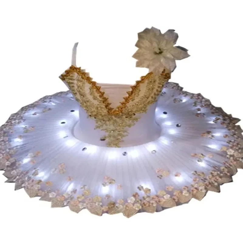 مضيئة الاطفال فستان رقص الباليه الأطفال مصباح ليد فستان رقص الأميرة فتاة مهنة الباليه توتو زي بحيرة البجع فستان #1