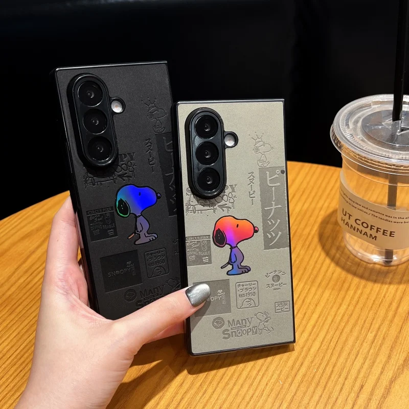 

Роскошный противомеховой милый мультяшный Снупи с тиснением лазера, складной раскладной телефон для Samsung 4, 5, 6, ZFold7, забавный защитный чехол Snoopy