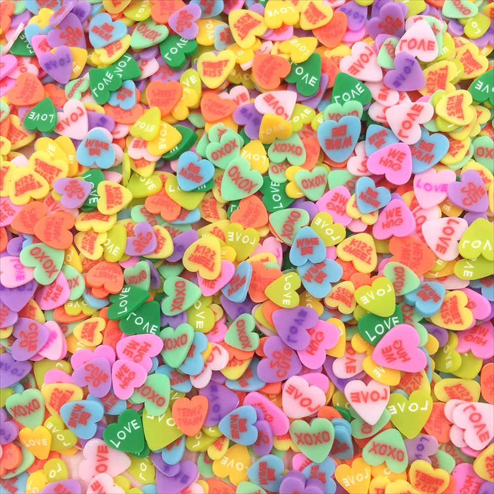 50g Lovley Colorful Heart Shap Slices Polymer Caly Sprinkles for Crafts Scrapbooking Phone Decoration DIY Nail Arts Crafts:5mm