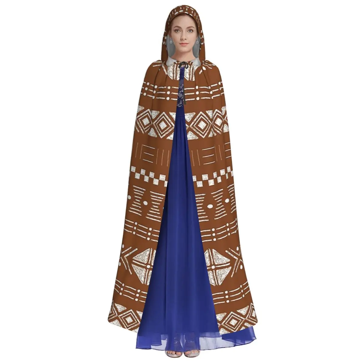 الحديثة القبلية الأفريقية الطين القماش السكان الأصليين العرقية طويلة مقنعين عباءة الساحرة القرون الوسطى زي تأثيري كيب هالوين مصاص دماء