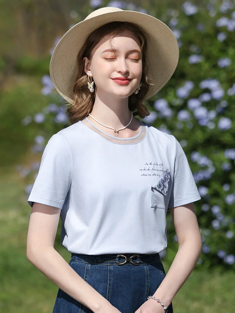 I BELIEVE YOU Cool Cotton Printed Short Sleeve T-Shirts Women 2024 Summer New Slim O-Neck Classic Female Casual Tops 2241015572