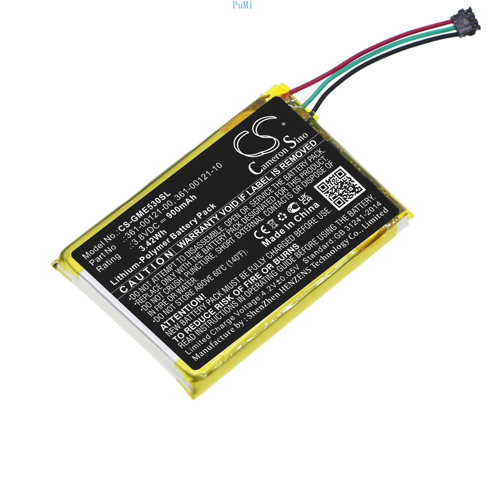CameronSino 900mAh 3.8V 3.42Wh GPS, Navigator Li-Polymer Battery for Garmin  361-00121-00 361-00121-10 Edge 530 Edge 830