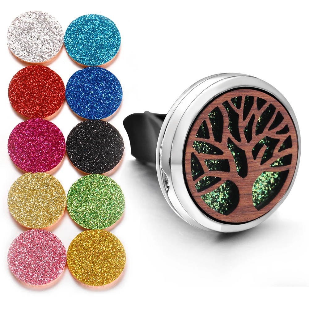 New Vintage Wood Tree Of Life Aromatherapy Jewelry Locket Pendant Car Air Freshener Essential Oil Diffuser Car Clip Dropshipping
