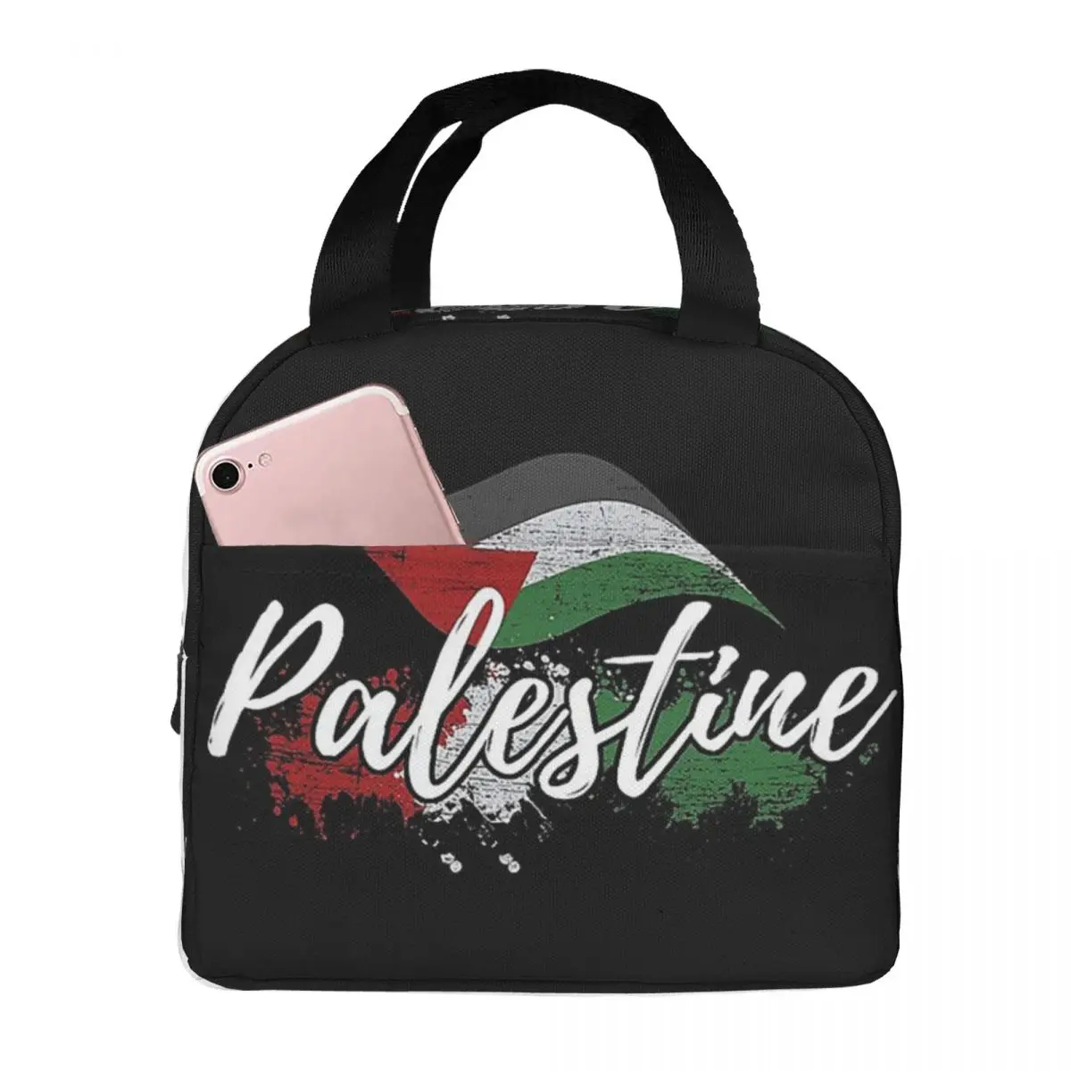 Palestijnse Vlag Geïsoleerde Lunchtas Thermische Zak Maaltijdcontainer Grote Lunchbox Draagtas Voedselzak Strandpicknick