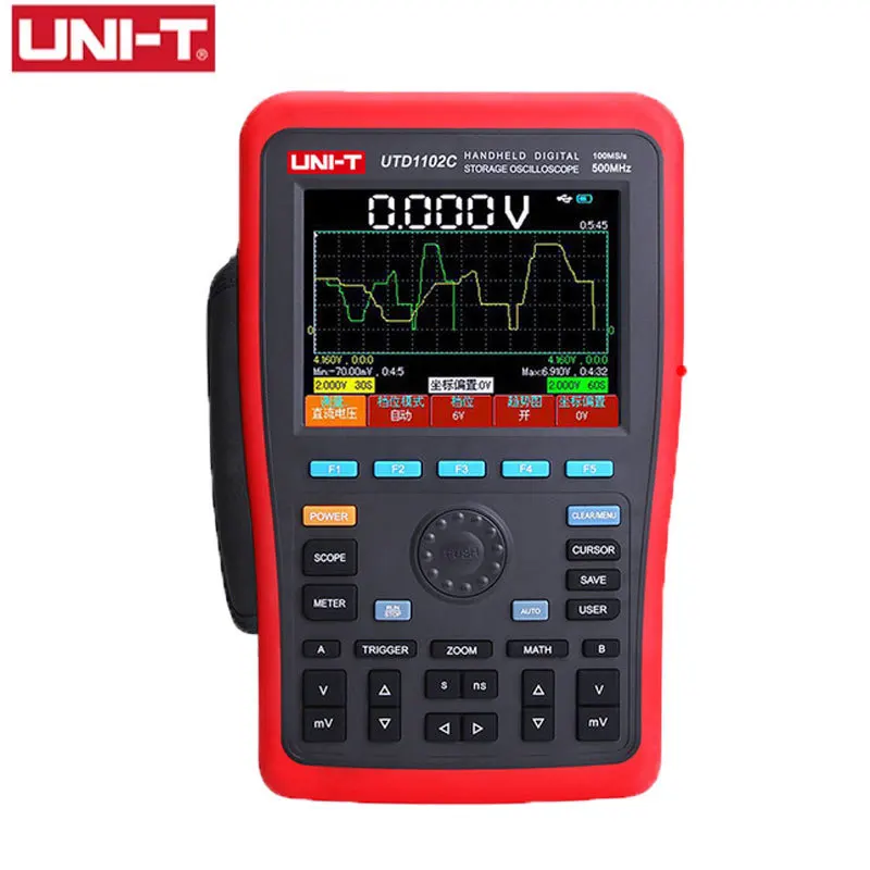 

UNI-T UTD1102C Handheld Digital Storage Oscilloscope 100MHz 2 Channels DC AC Voltage Current Resistance Capacitance Multimeter