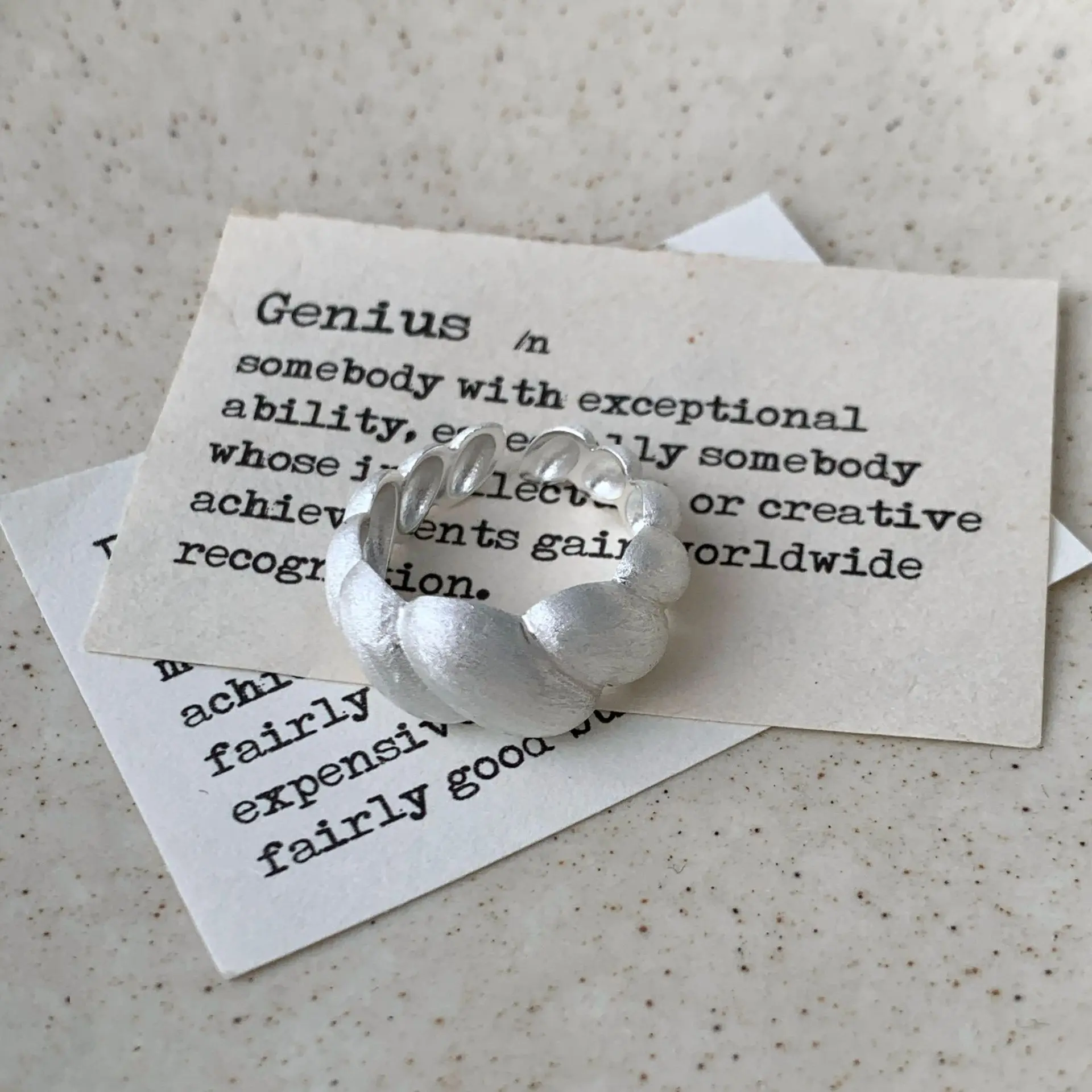 

CHOZON S925 твердое серебро матовое кольцо-круассан во французском стиле оптом штабелируемые ювелирные изделия для женщин