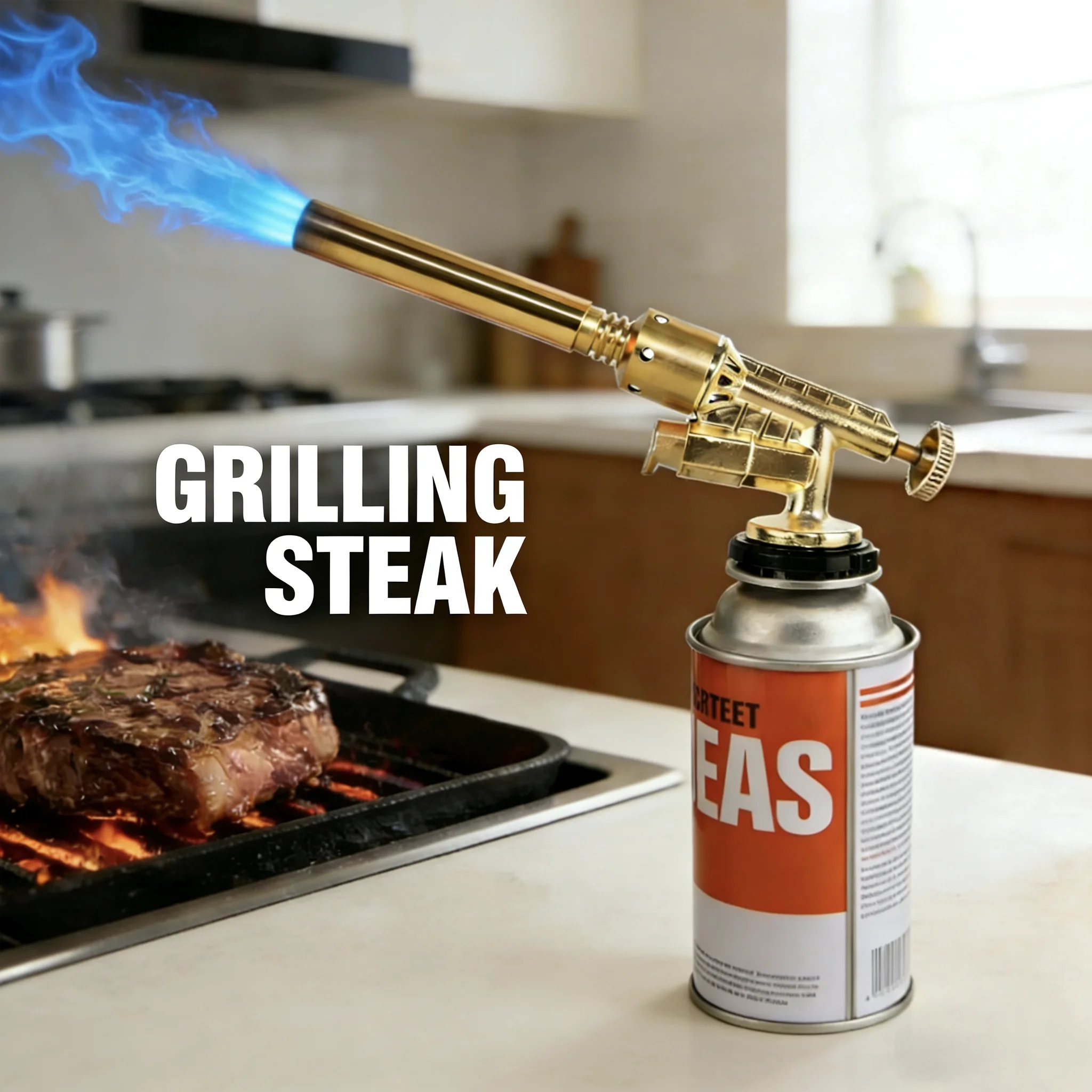 Copper Welding Gas Torch Nozzle Butane Gas Burner Flame Gun Outdoor Camping BBQ Kitchen Lighter Welding Equipment Flamethrower