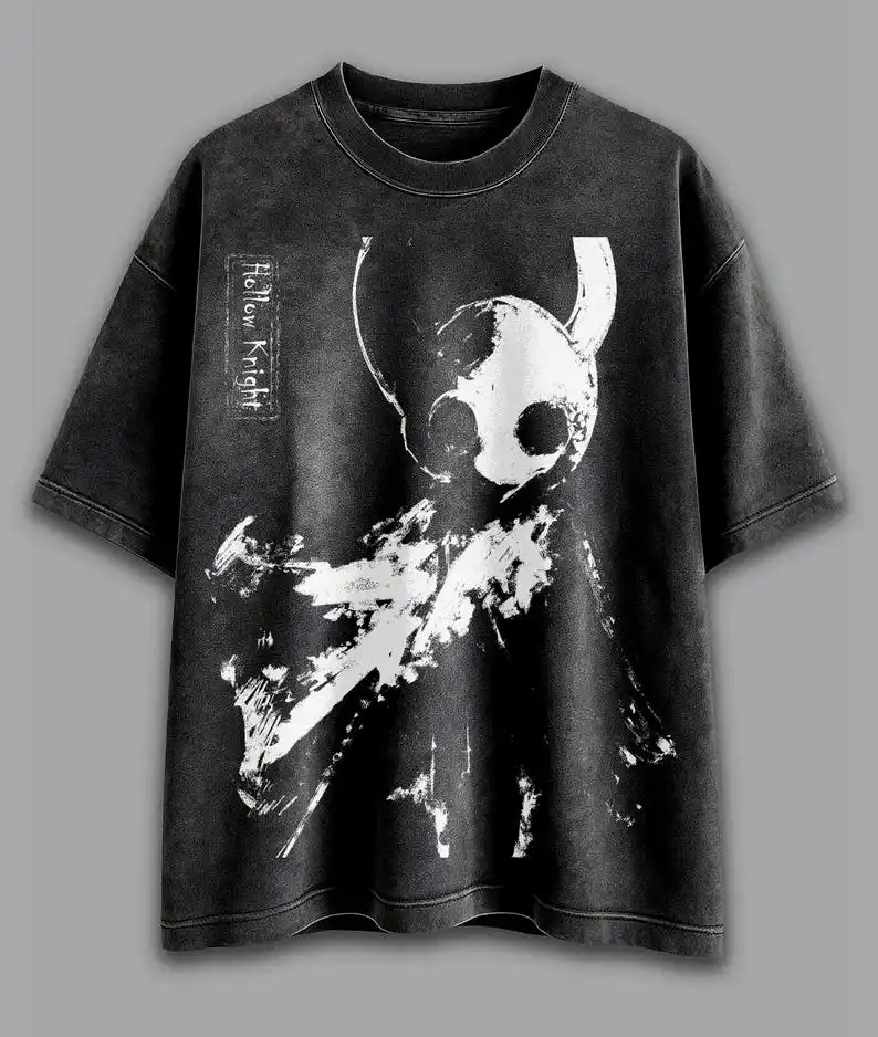 Hollow Knight Washed T-shirt Streetwear Trendy Cotton Oversized Unisex Casual T-Shirts Summer Y2k Short Sleeves Classic Couples