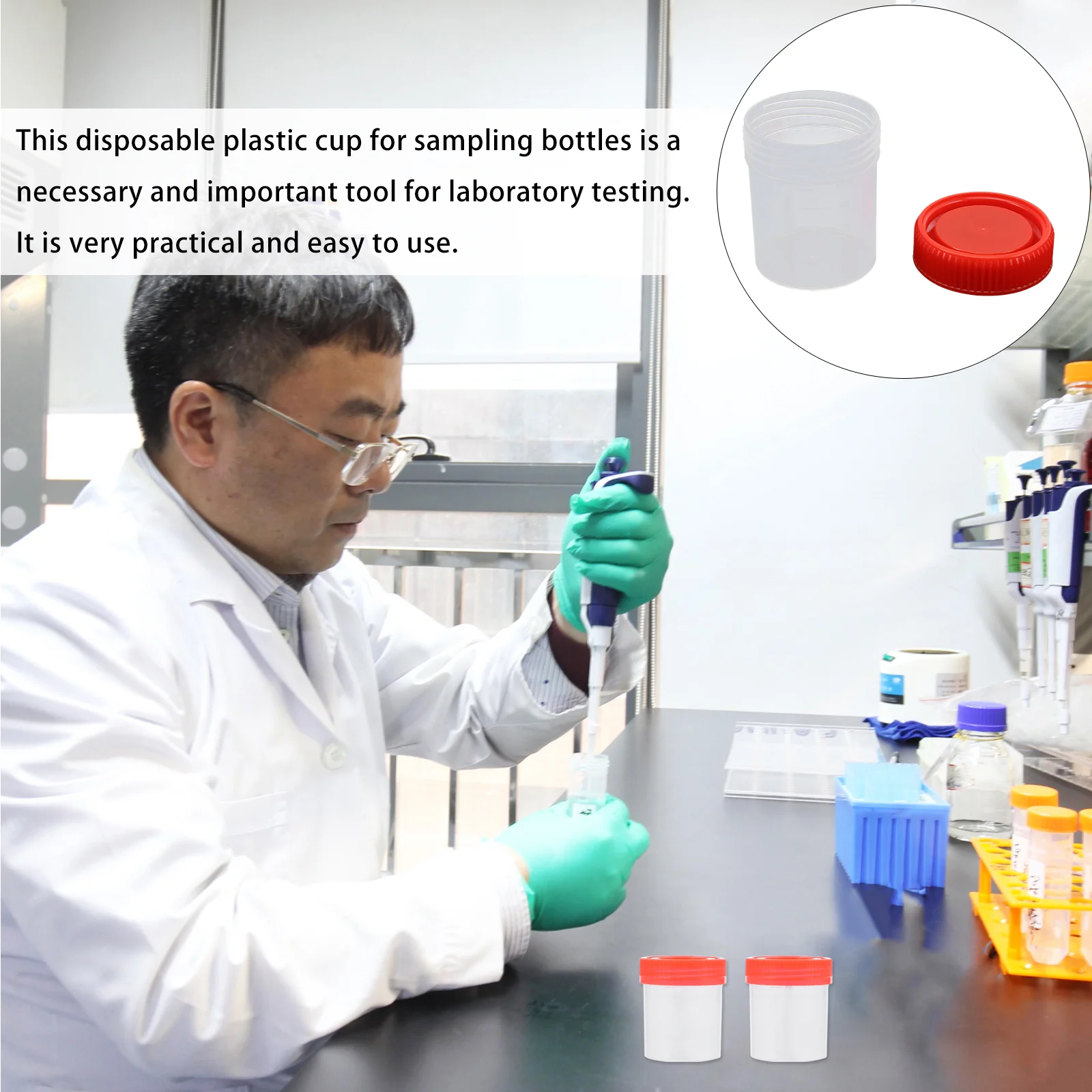 샘플 컵 표본 컵, 스크류 캡 뚜껑이 있는 용기, 플라스틱 수집 테스트용 소변, 10 개