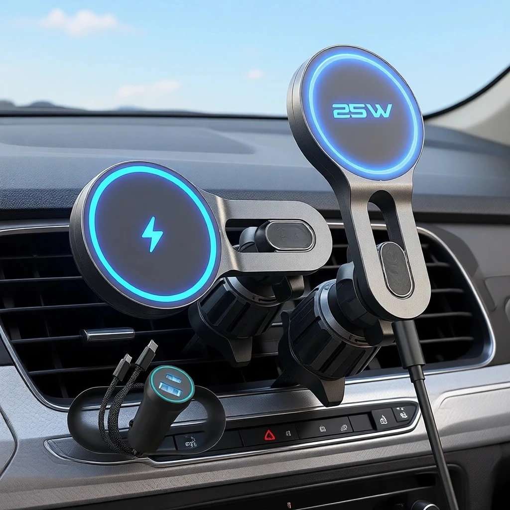 

Qi2 25W Magnetic Wireless Car Charger Mount Fast Stable Charging for iPhone Galaxy