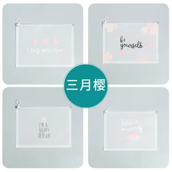 Sacos transparentes para pastas de arquivo, encaixe em bolsos arquivo, rosa Sakura padrão, A4, 4 PCs/Pack