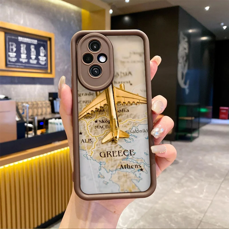 الإبداعية خريطة السفر طائرة نمط زوجين قضية الهاتف لهواوي الشرف 200 400 90 لايت X7 8X X9 برو ماجيك 7 6 5 برو غطاء ناعم