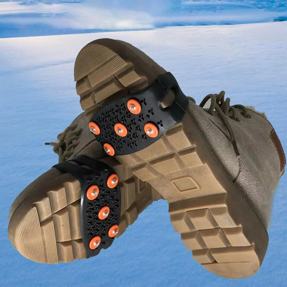 1 par de 5 pinos neve gelo garra escalada antiderrapante picos apertos crampon chuteiras sapatos esportivos capa para caminhadas botas 26-45