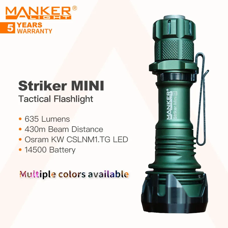 manker mini lanterna tatica recarregavel lance feixe 635 lumens 430m 14500 bateria varias cores disponiveis edc 01