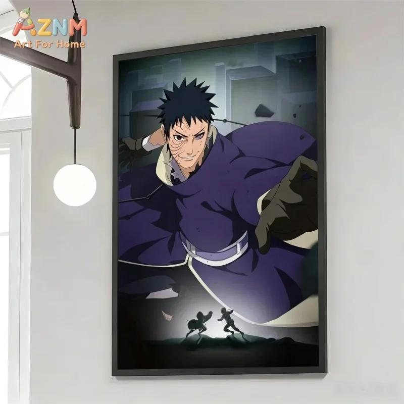 AZNM Naruto Uchiha Obito Tobi Anime Canvas Painting Akatsuki Character Wall Art Poster Home Living Room Decor Canvas Print Gift - view 4