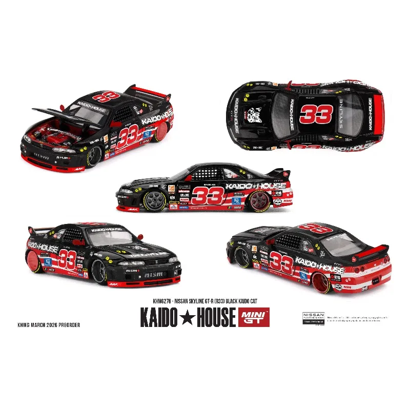 Kaido House + MINIGT 1:64 Nissan GTR R33 Model No. 33 - An alloy replica car model for boys' toy collection as a display item. view 5