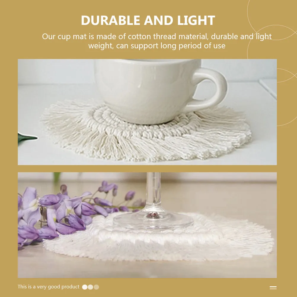 Weaving Cotton Thread Cup Mat Heat Resistant Round Cup Coaster Pot Mat for Home Restaurant Hotel Table Protection