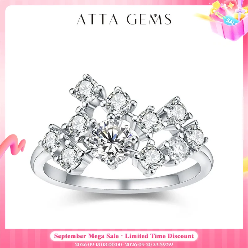 ATTAGEMS Moissanite Ring D Color 1.5ct Excellent Round Shape 5mm 925 18K Real Engagement Wedding Rings For Women Fine Jewelry
