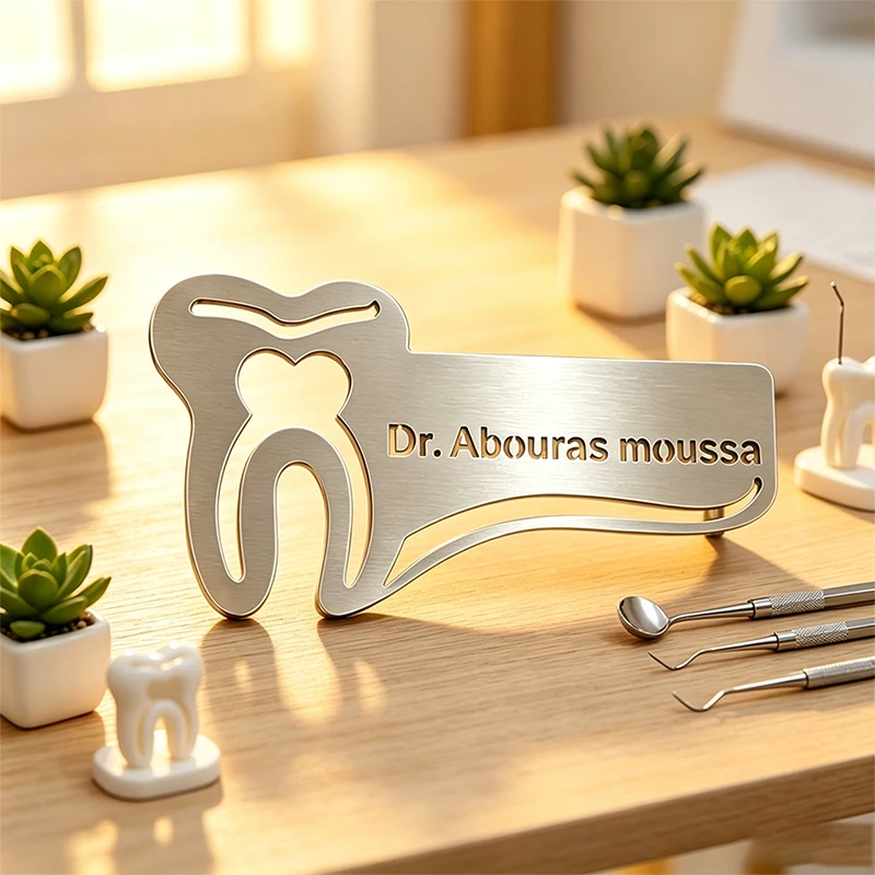For Doctor Nurse Healthcare Personalized Name Pins Badges Stainless Steel Custom Hollow Cutting Nameplate Brooch Pin Accessory view 3