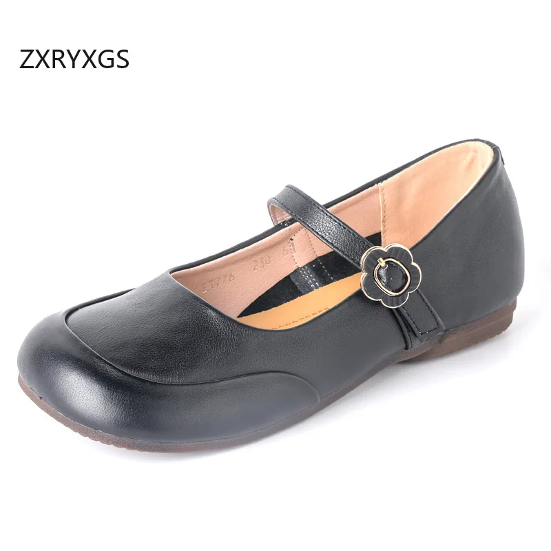 

ZXRYXGS темпераментные элегантные туфли премиум-класса из мягкой воловьей кожи на плоской подошве, новинка 2025, туфли из натуральной кожи большого размера на плоской подошве, банкетные туфли для мам