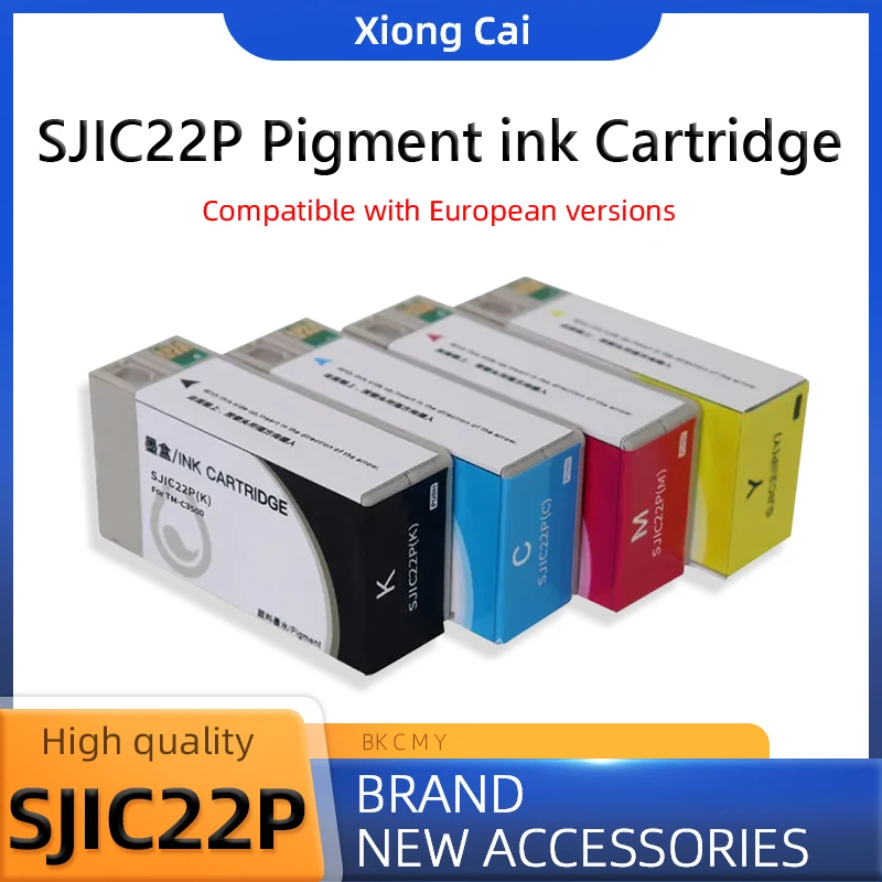 Europe SJIC22P Pigment ink Cartridge Compatible，For Epson TM-C3500 C3500 Label printer Ink cartridges C33S020577 SJIC22P(K)