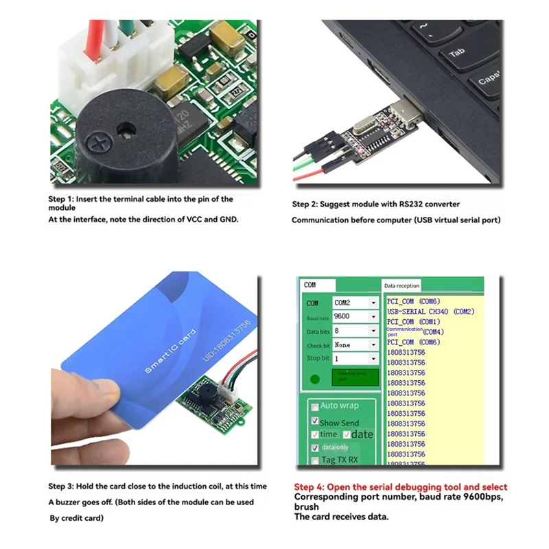 M09K RS232 RFID Reader Module IC Card Reader 13.56Mhz Contactless Smart Card Reader 14443A Protocol Support Window System