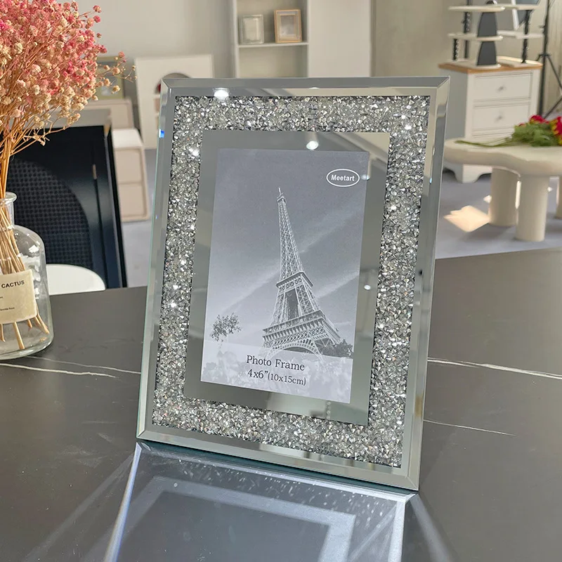New light luxury simple crystal diamond photo frame multi-inch picture frame creative senior table girlfriend wedding photo mirr
