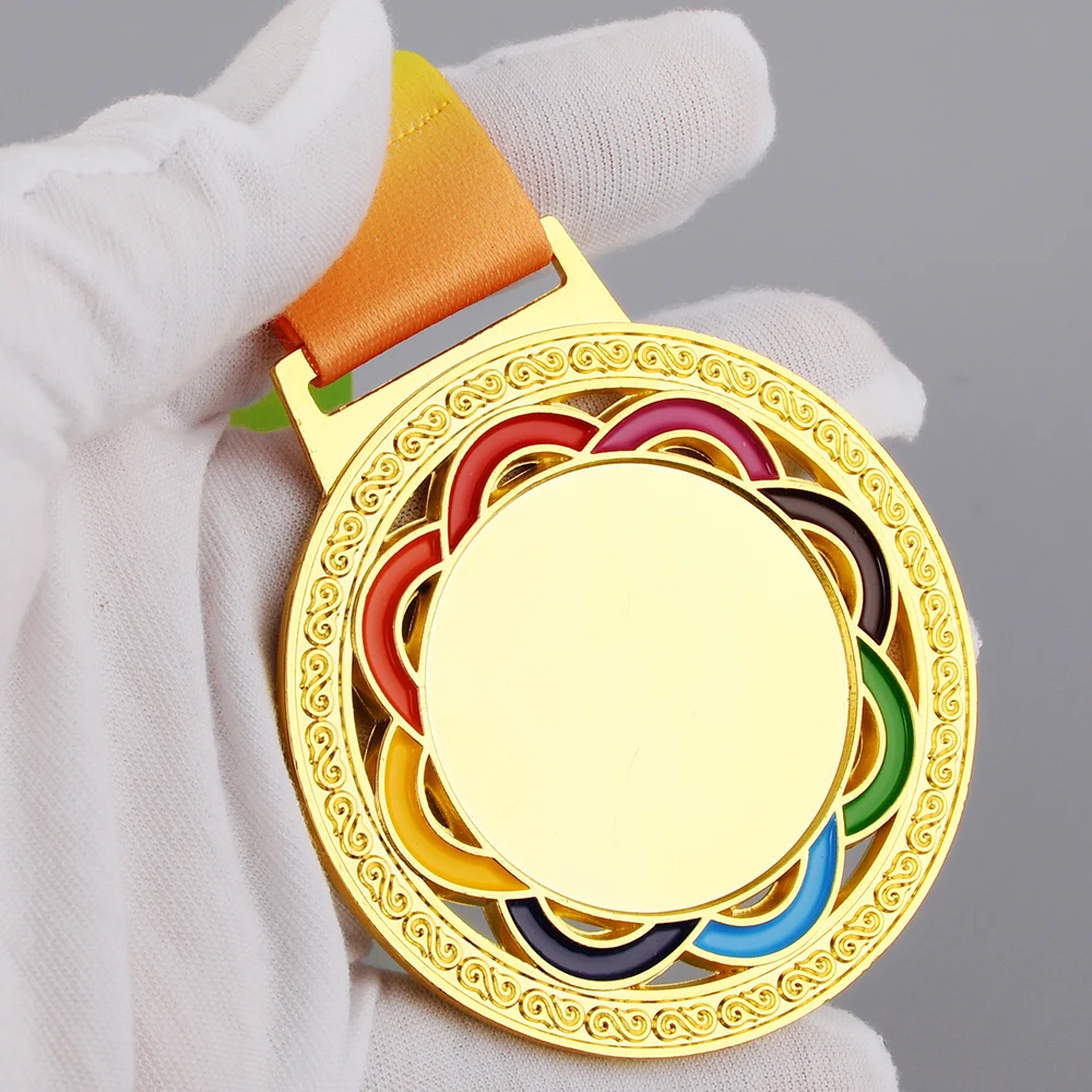 Award Medals Blank Medal with Color Ribbon Gold Silver Bronze Winner Reward Medals Customized Prize Gift School Sports Souvenir