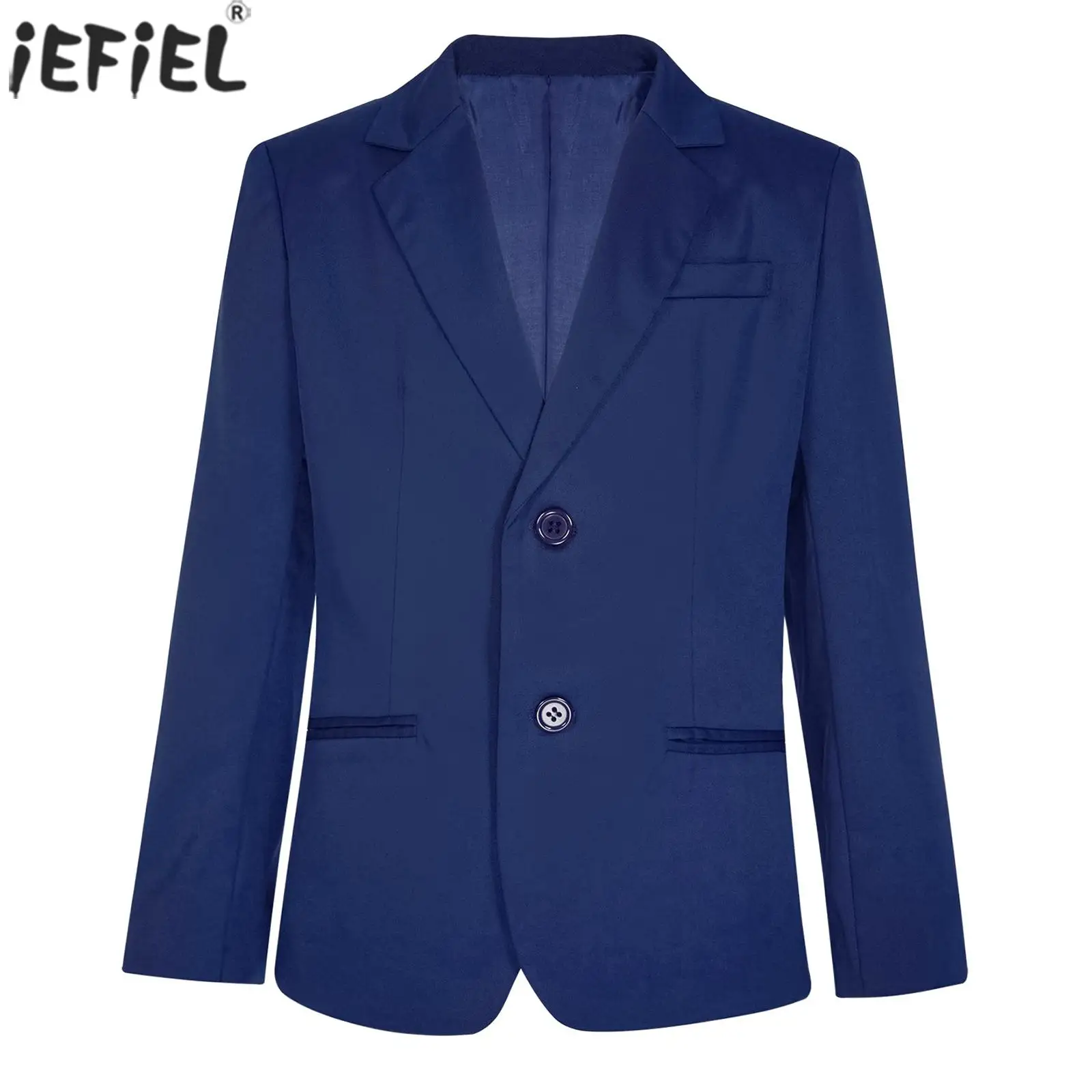 Kid Boys Formal Gentleman Suit Jacket Blazer Notch Lapel Long Sleeve Shoulder Pads Coat Wedding Birthday Party Banquet Outerwear