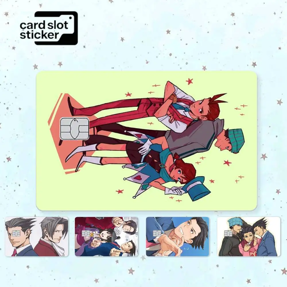 Anime Ace Attorney Chibi   Credit Card HD Stickers Game Card Decal Small Chip Waterproof Sticker Gift