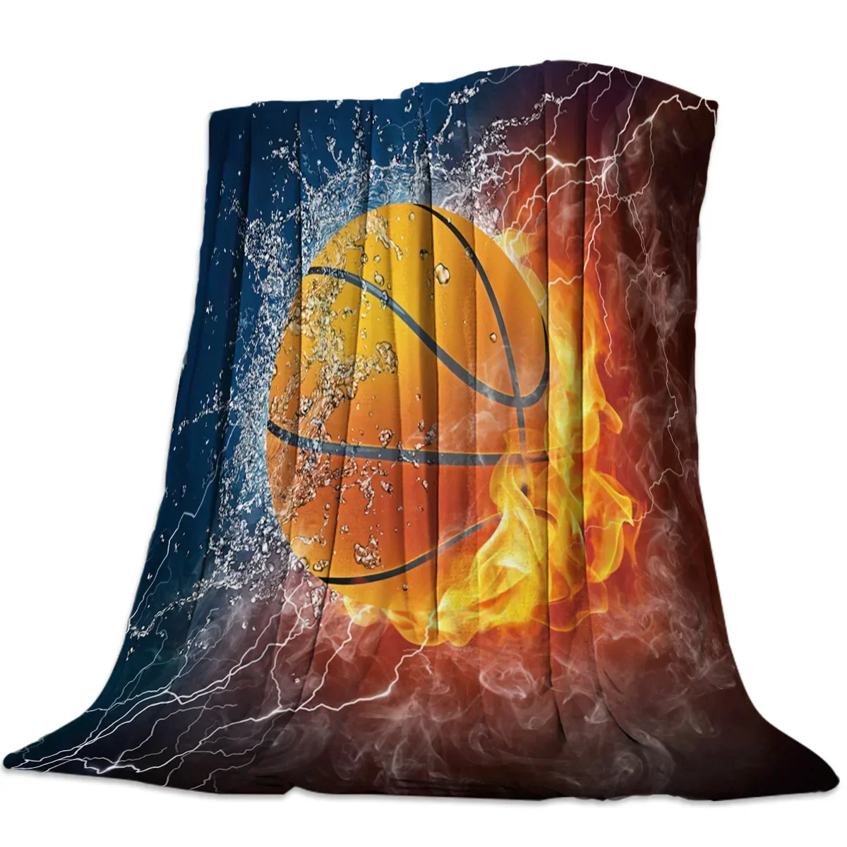 Basketball Lightning Bed Cover Blankets Fleece Throws Throw Wrap Lightweight All-Season Durable Velvet Warm Cozy Snug Queen Size