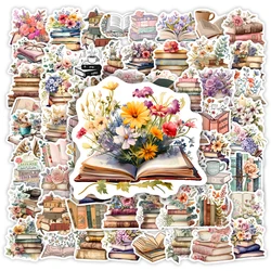 Watercolor Aesthetic Book with Flower Stickers DIY Gift Decal for Laptop Phone Scrapbook Bottles Decorative Graffiti Waterproof