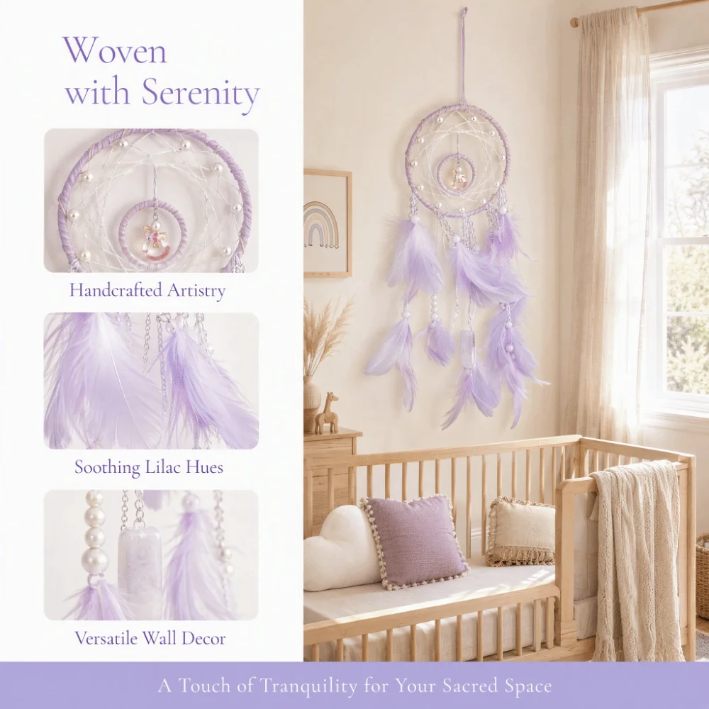 Iron Ring Dream Catcher Wall Hanging 20.47in Woven Net Horse Decor Dream Catcher Purple Vintage Dream Catcher Car Interior