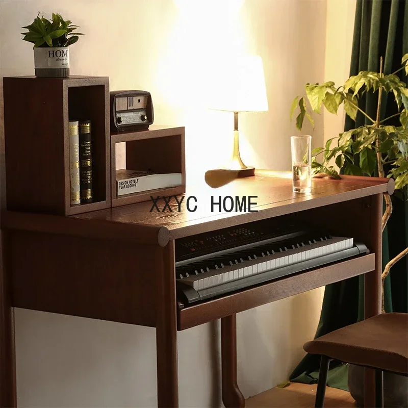 Solid Wood Piano Table Recording Studio Desk Electric Piano Storage Table Singer Composer Musical Note Mixer Music Table