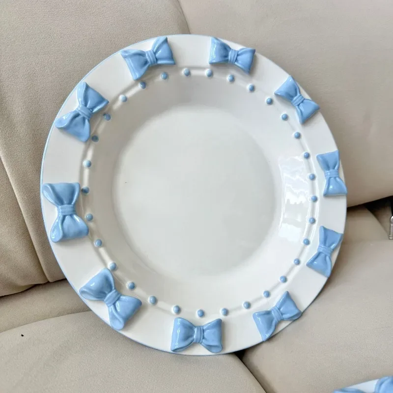 Little princess, bow tableware set ceramic household rice bowl dessert fruit breakfast plate ins cute