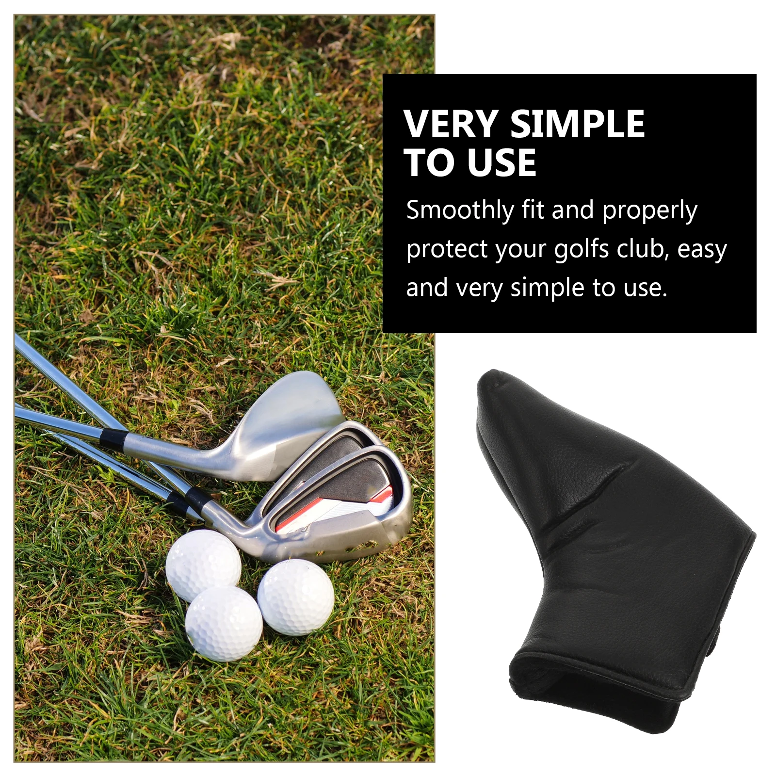 

1Pcs PU Golf Club Head Cover Durable Thickened Protective Sleeve Easy Put on Putter Cover Outdoor Sports Golfs Accessory