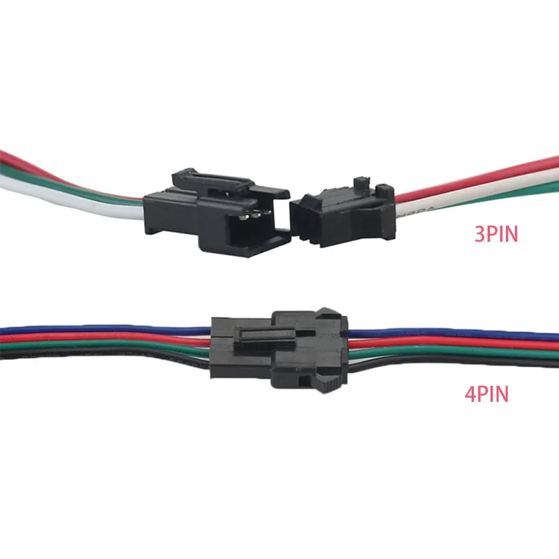 3Pin 4Pin RGB LED Strip Connector Cable, SM Quick Disconnect Plug for WS2811 WS2812B SK6812 Addressable LED Strips