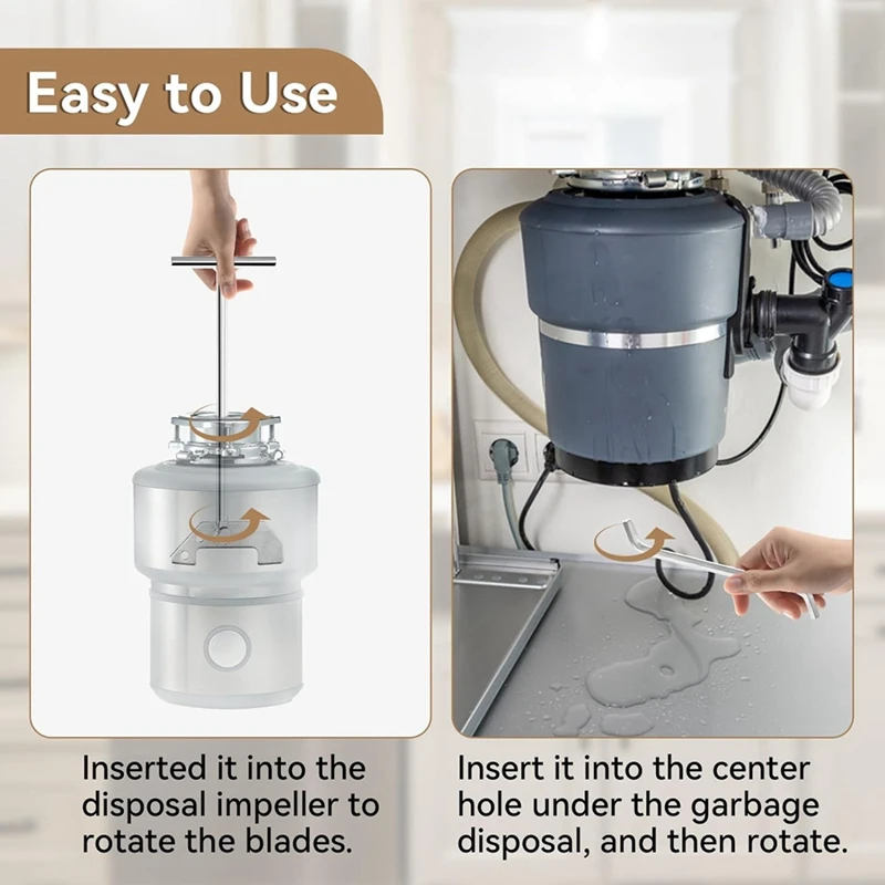 Chave de desbloqueio de triturador de lixo, chave de eliminação de lixo durável, ferramenta de chave de desobstrução de cozinha para remoção de desordem de james durável