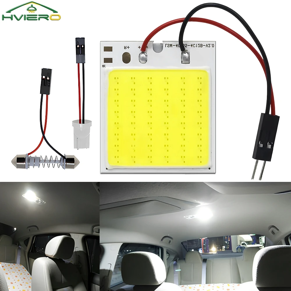 

1/2/10 шт. Белый Красный Синий T10 W5w Cob 48SMD Автомобильная светодиодная лампа для лицензийной панели Автоматическая внутренняя лампа для чтения Багажник Festoon Light